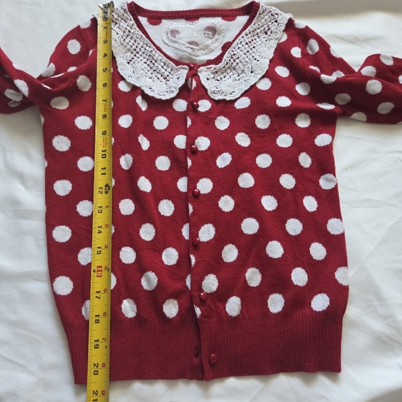 Emsexcite Kawaii Polka Dot Lace Collar Cardigan Small - Picture 5 of 13